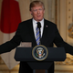 President Donald Trump speaking at a joint news conference with Japanese Prime Minister Shinzo Abe at Mar-a-Lago resort April 18, 2018, in West Palm Beach, Fla.